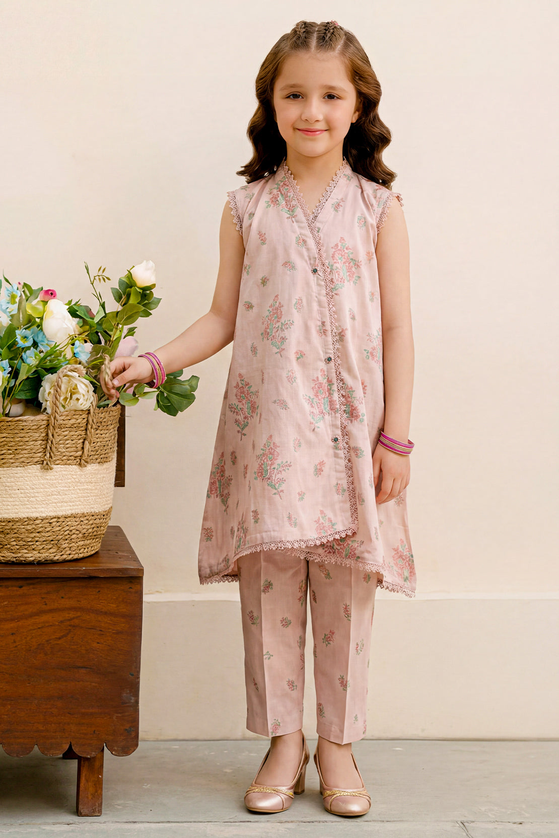 Stitched Cotton Jacquard 2 Piece (Shirt/trouser) For Kids
