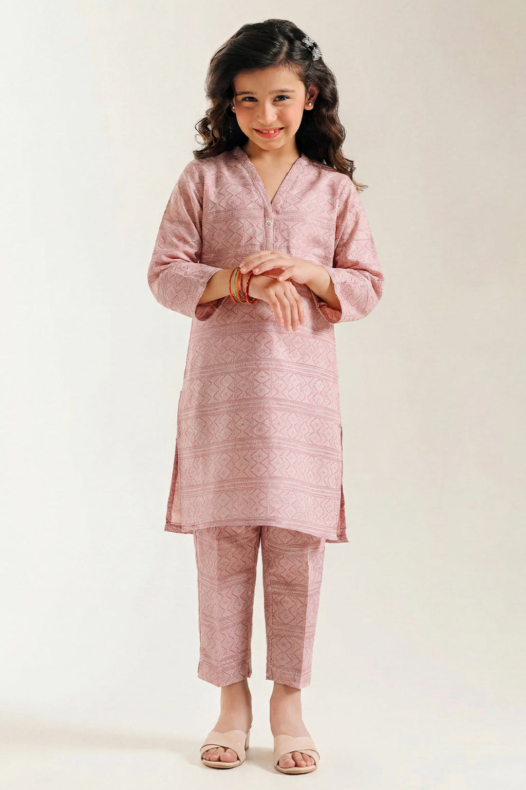 Stitched Cotton Jacquard 2 Piece (Shirt/trouser) For Kids