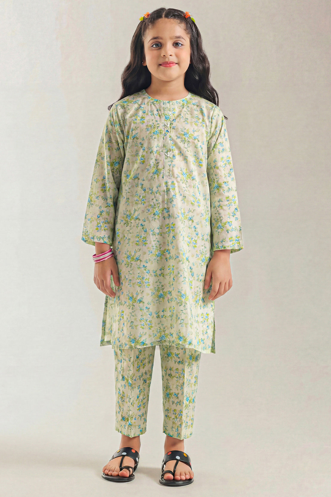 Printed Cambric Stitched 2 Piece (Shirt/Trouser) For Kids