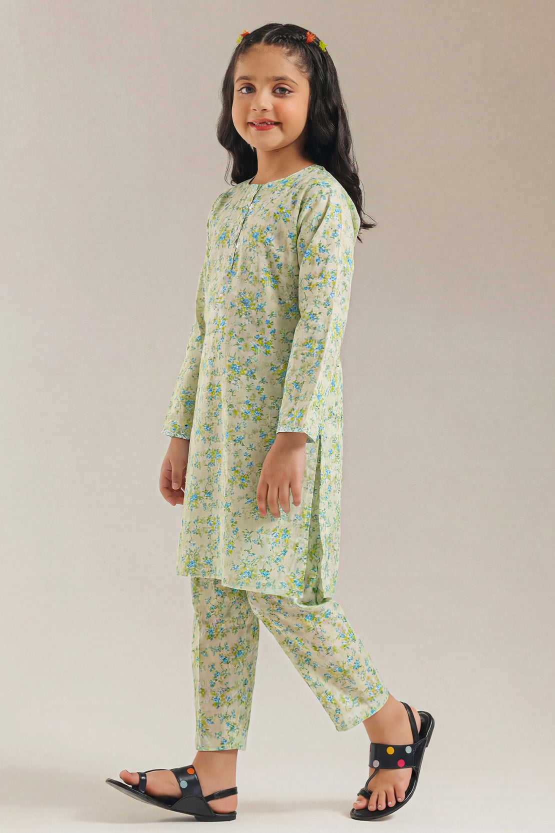 Printed Cambric Stitched 2 Piece (Shirt/Trouser) For Kids
