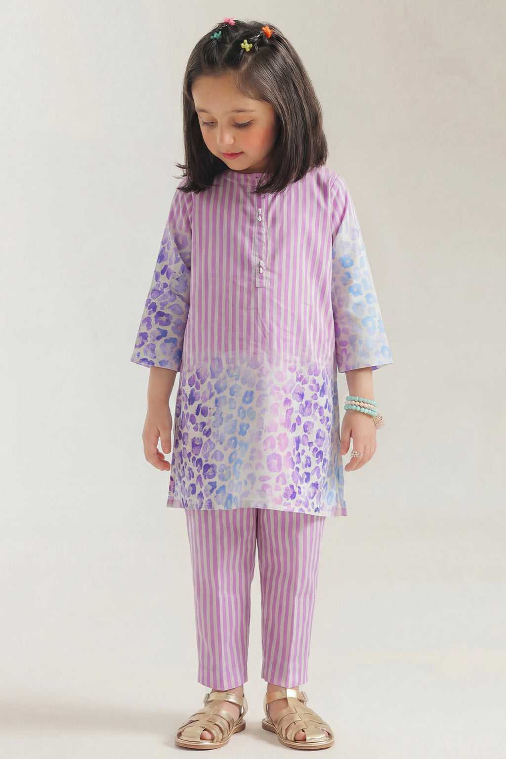 Printed Cambric Stitched 2 Piece (Shirt/Trouser) For Kids