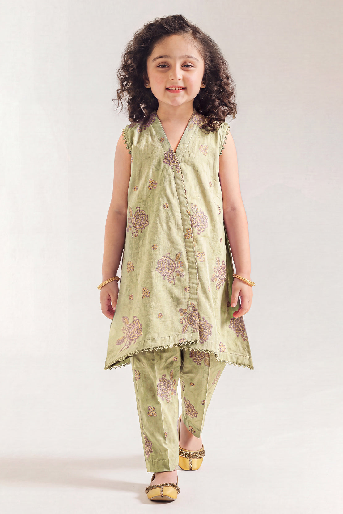 Stitched Cotton Jacquard 2 Piece (Shirt/trouser) For Kids