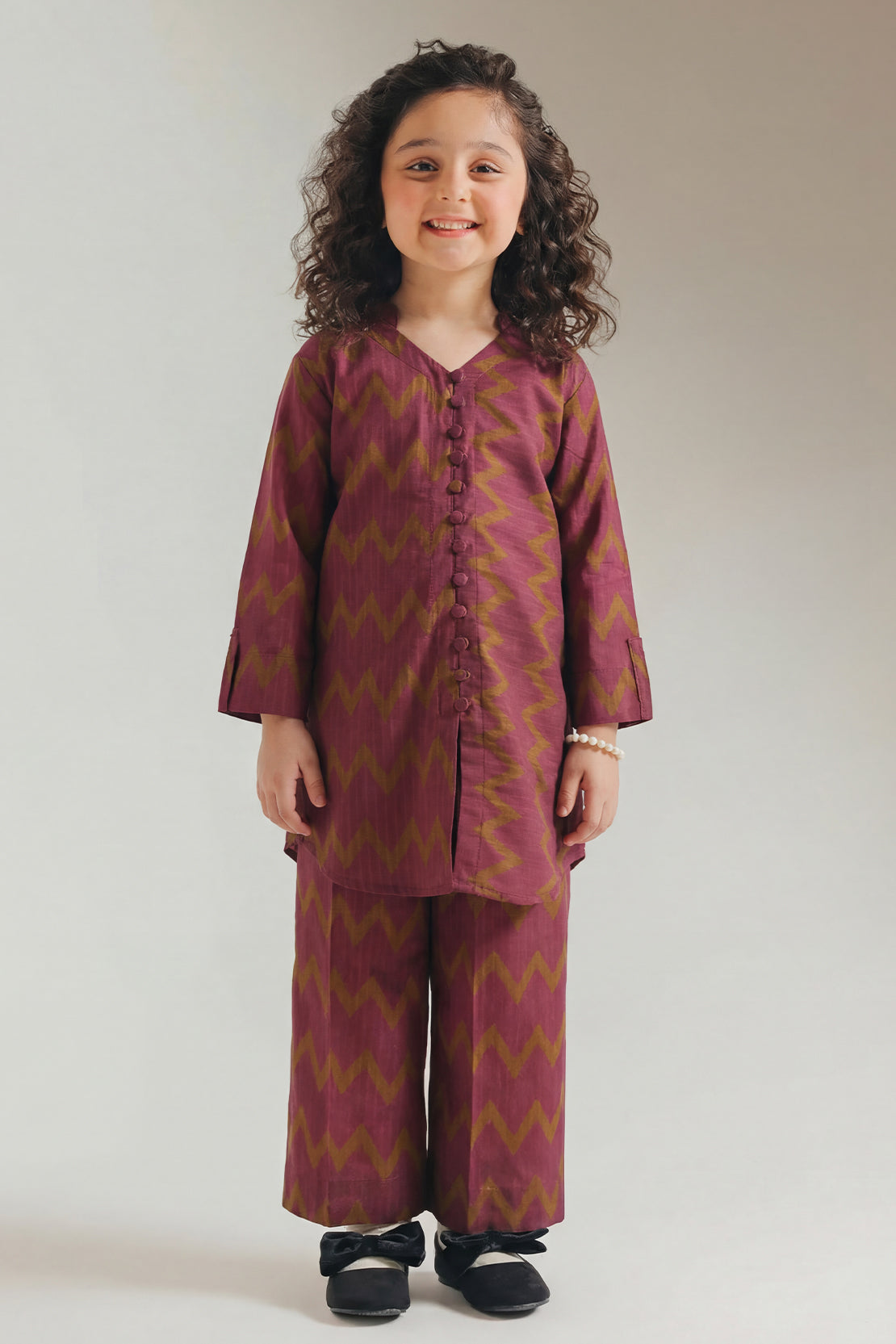 Printed Self Lawn Stitched 2 Piece (Shirt/Trouser) For Kids