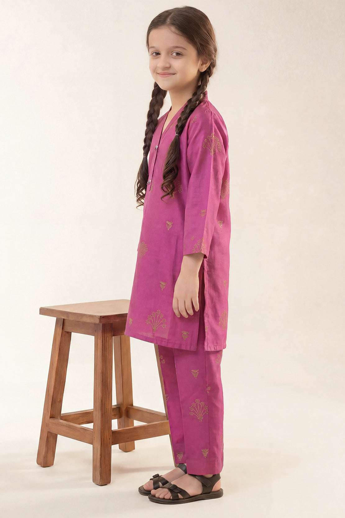 Stitched Cotton Jacquard 2 Piece (Shirt/trouser) For Kids