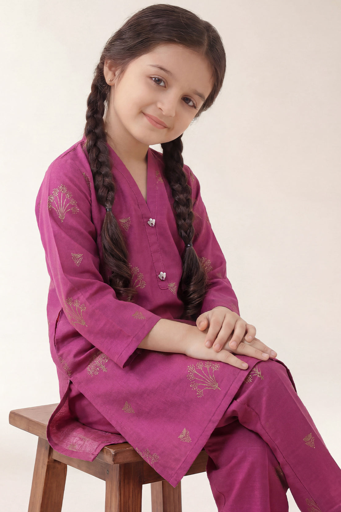 Stitched Cotton Jacquard 2 Piece (Shirt/trouser) For Kids