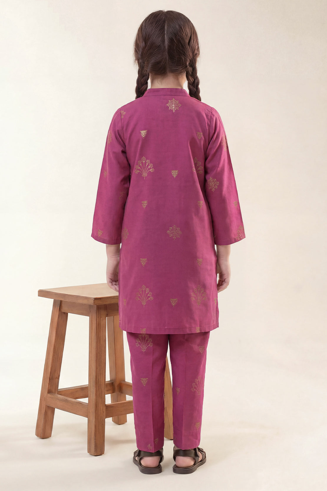 Stitched Cotton Jacquard 2 Piece (Shirt/trouser) For Kids
