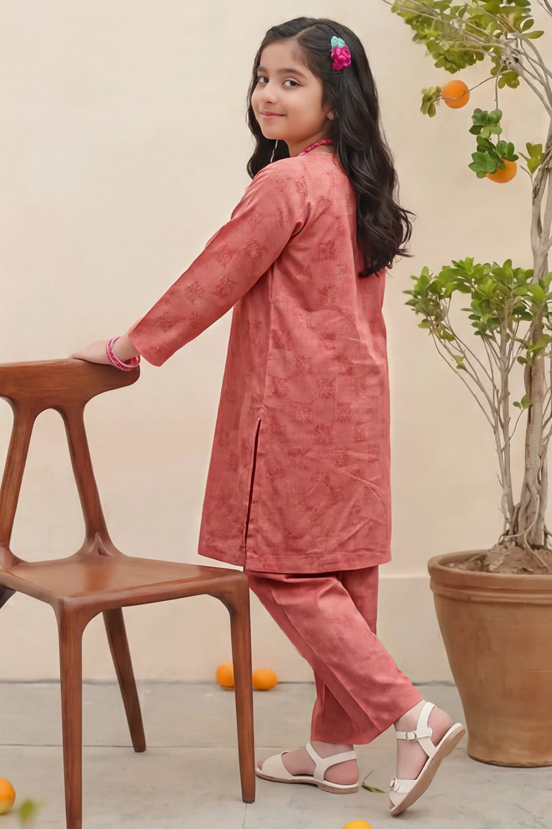 Stitched Cotton Jacquard 2 Piece (Shirt/trouser) For Kids