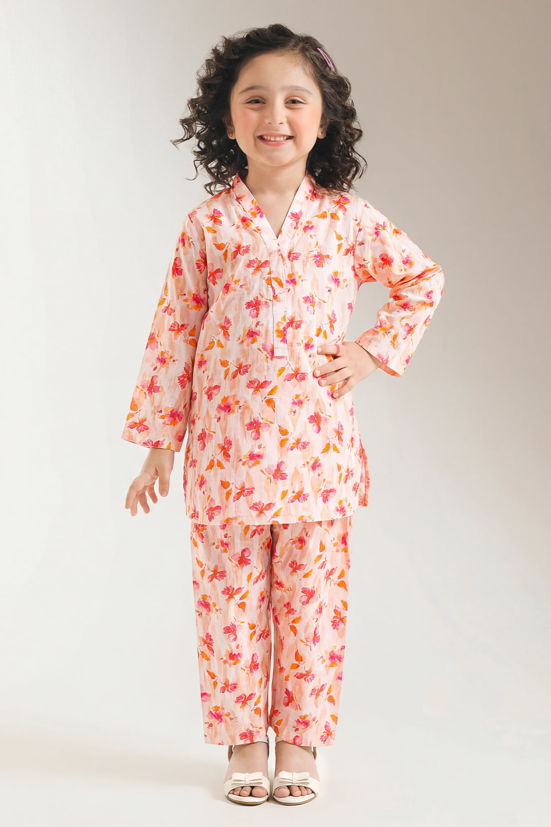 Printed Self Lawn Stitched 2 Piece (Shirt/Trouser) For Kids