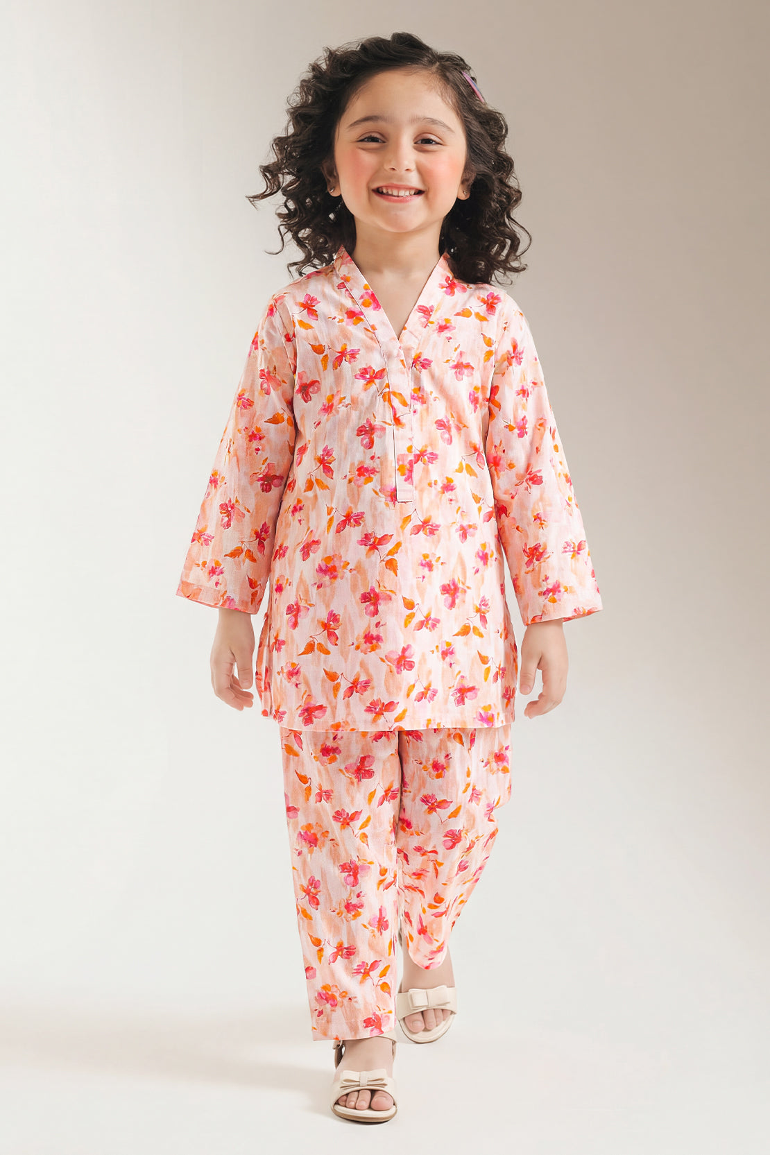 Printed Self Lawn Stitched 2 Piece (Shirt/Trouser) For Kids