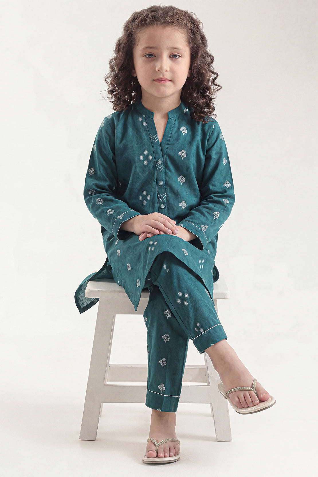 Stitched Cotton Jacquard 2 Piece (Shirt/trouser) For Kids