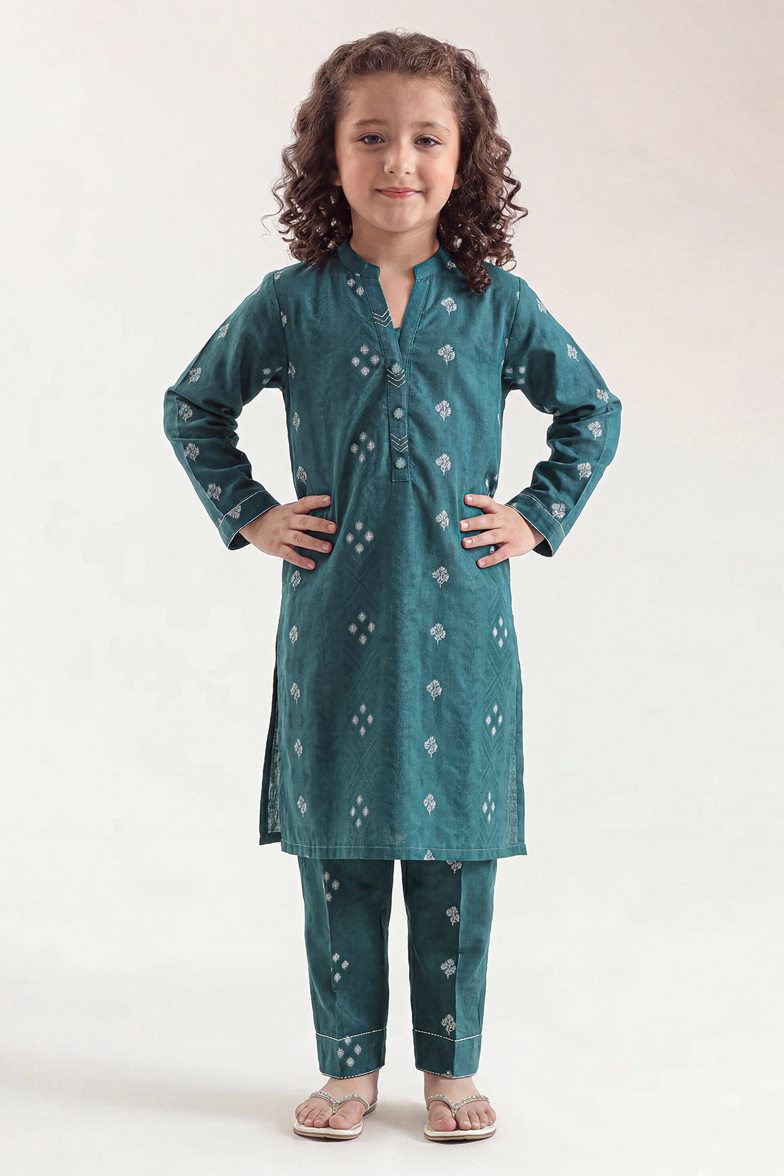 Stitched Cotton Jacquard 2 Piece (Shirt/trouser) For Kids