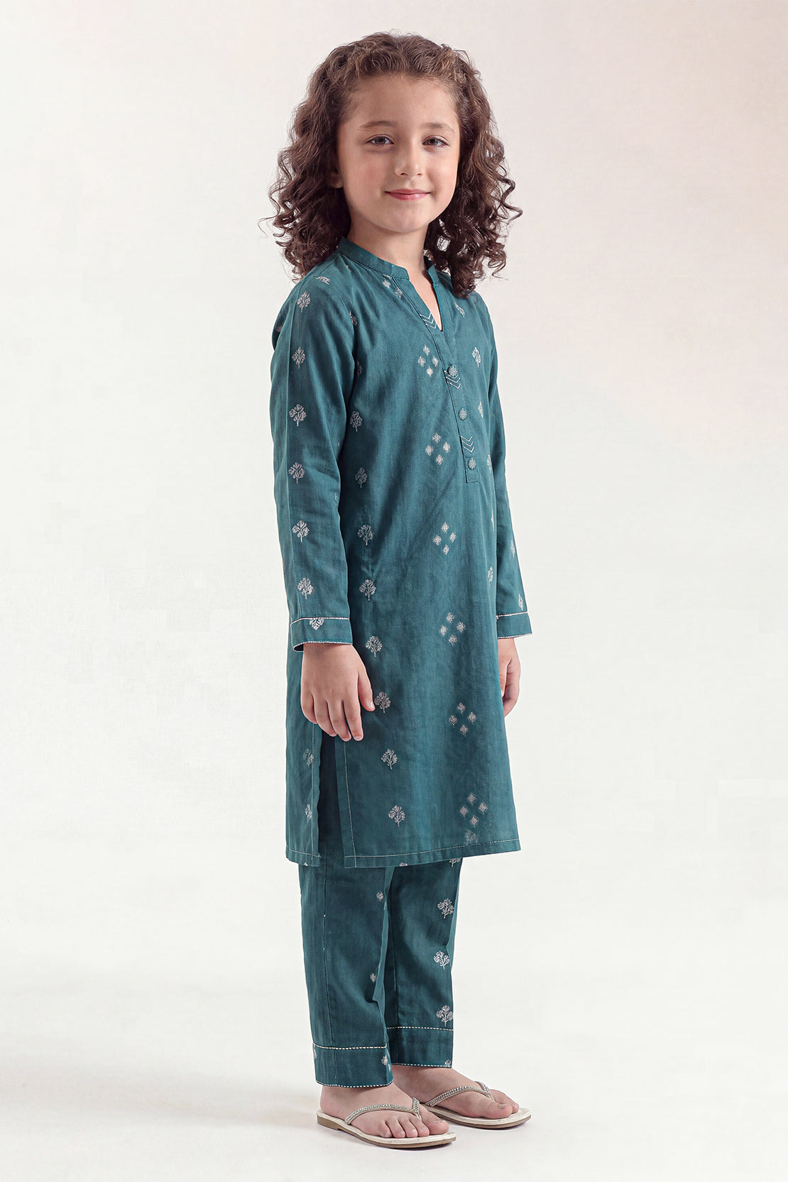 Stitched Cotton Jacquard 2 Piece (Shirt/trouser) For Kids