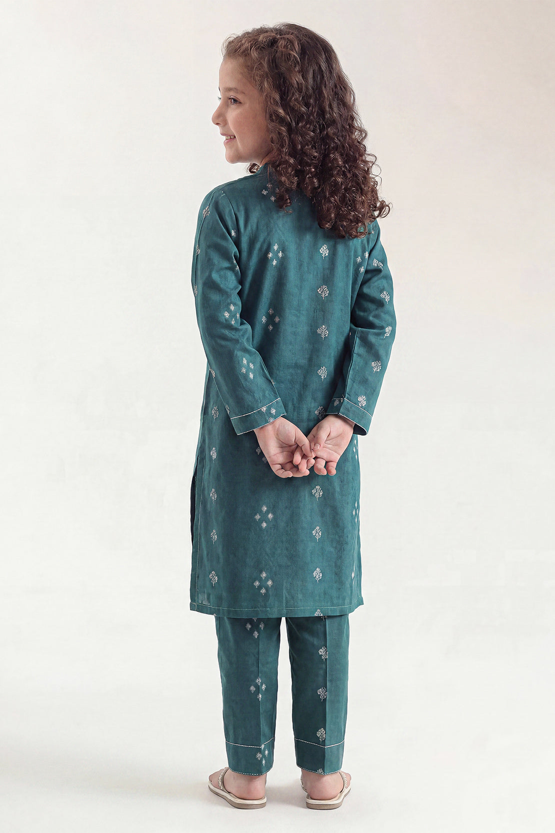 Stitched Cotton Jacquard 2 Piece (Shirt/trouser) For Kids