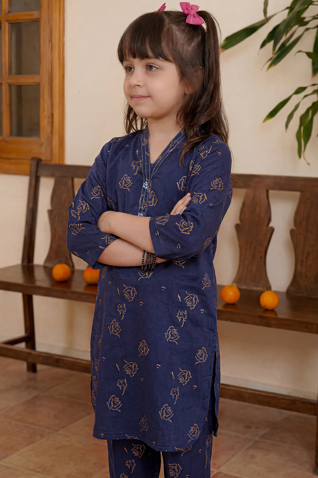 Stitched Cotton Jacquard 2 Piece (Shirt/trouser) For Kids