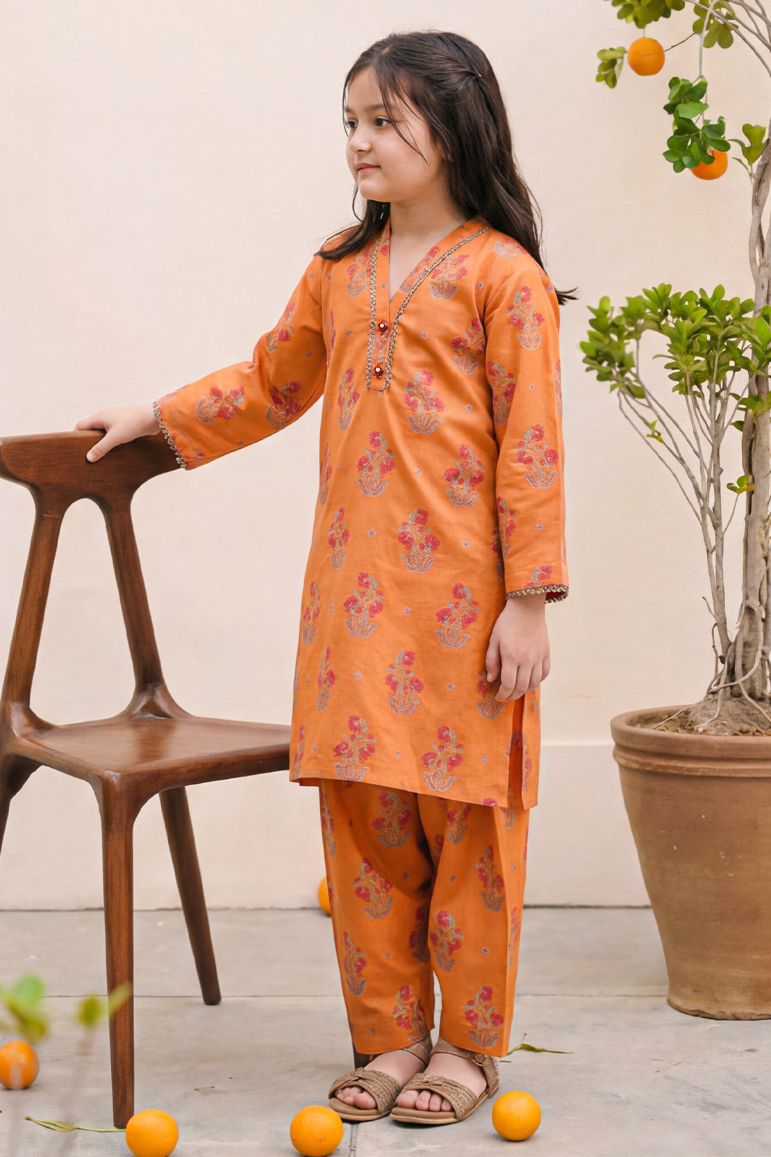 Stitched Cotton Jacquard 2 Piece (Shirt/trouser) For Kids