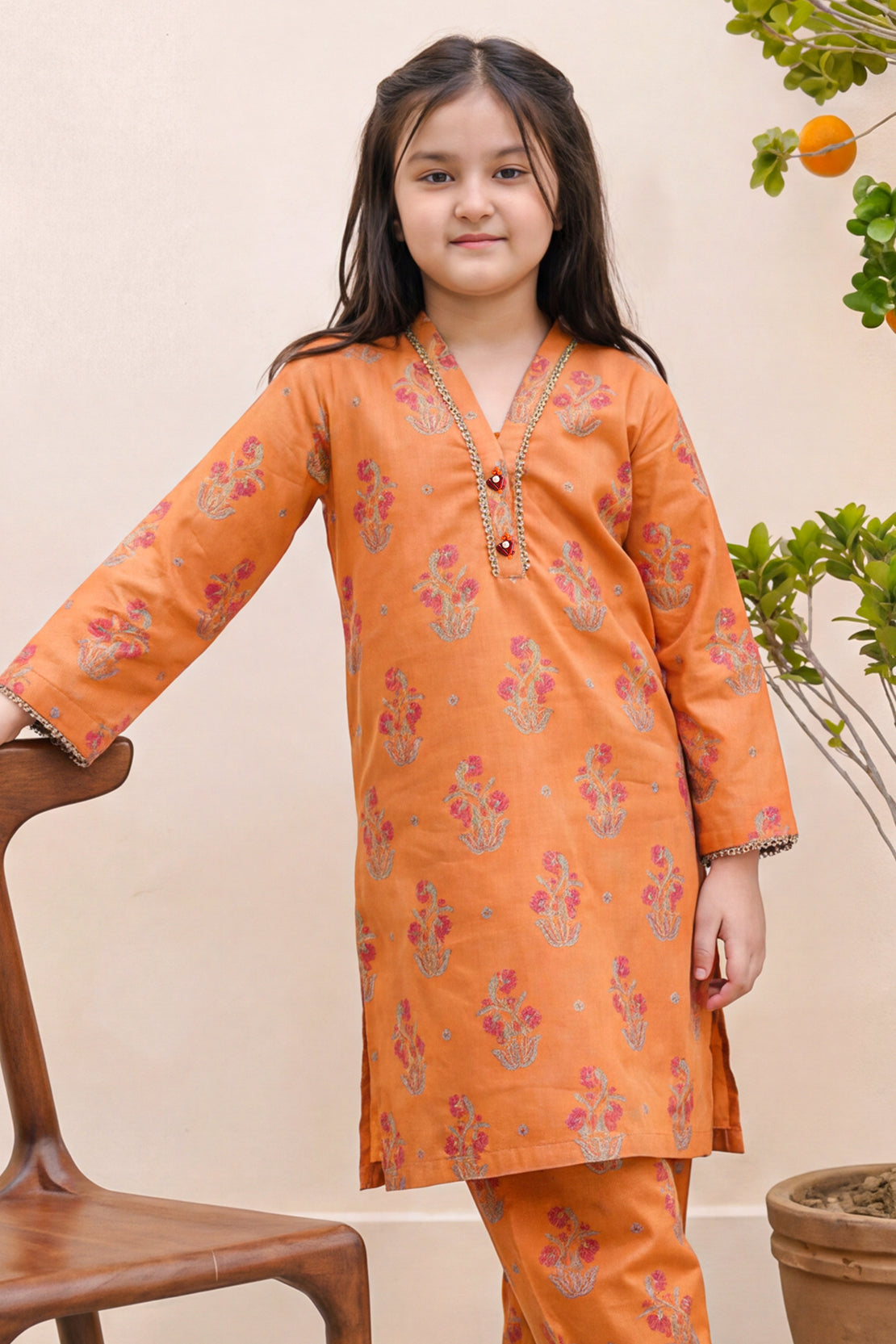 Stitched Cotton Jacquard 2 Piece (Shirt/trouser) For Kids