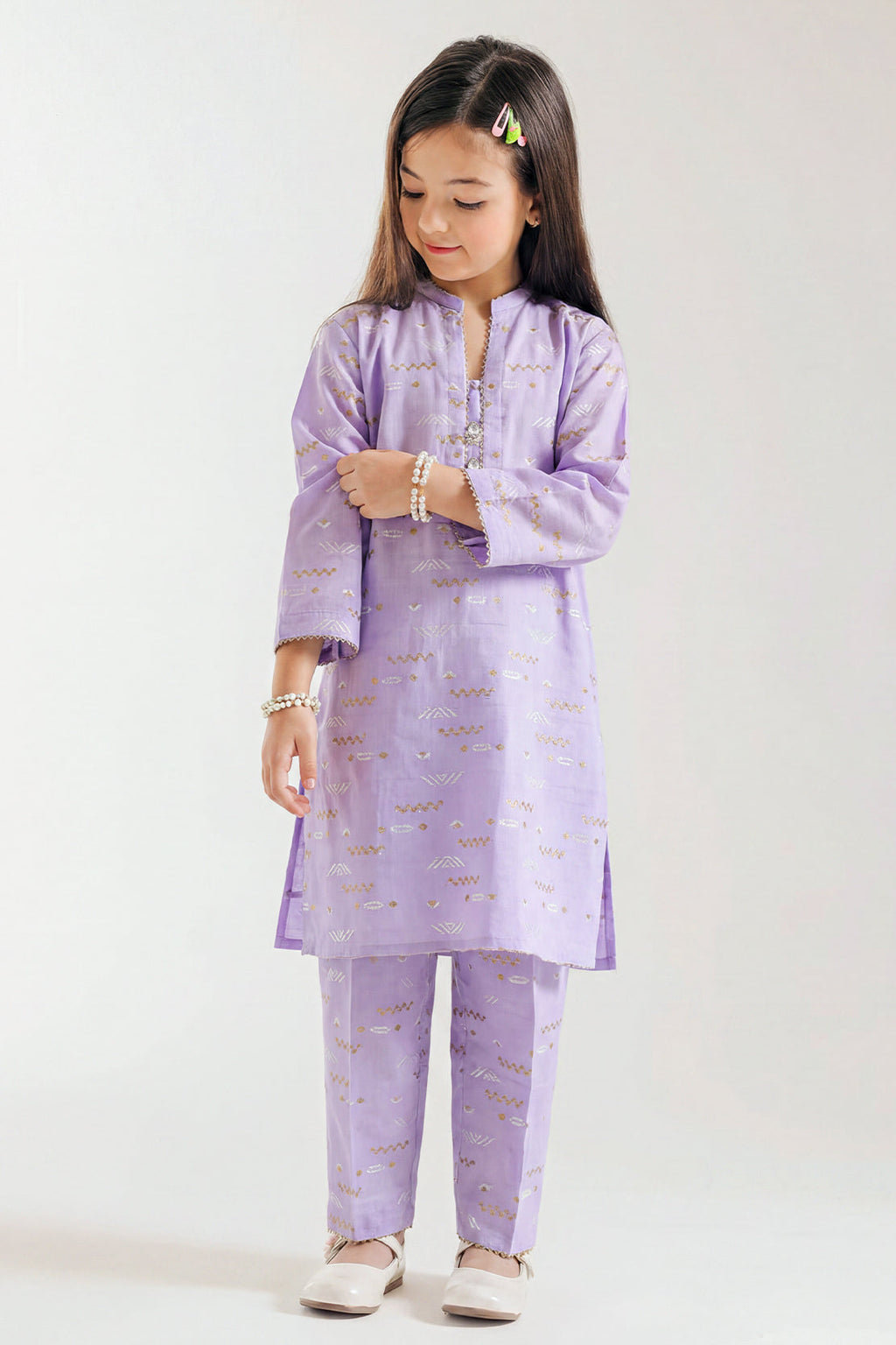 Stitched Cotton Jacquard 2 Piece (Shirt/trouser) For Kids