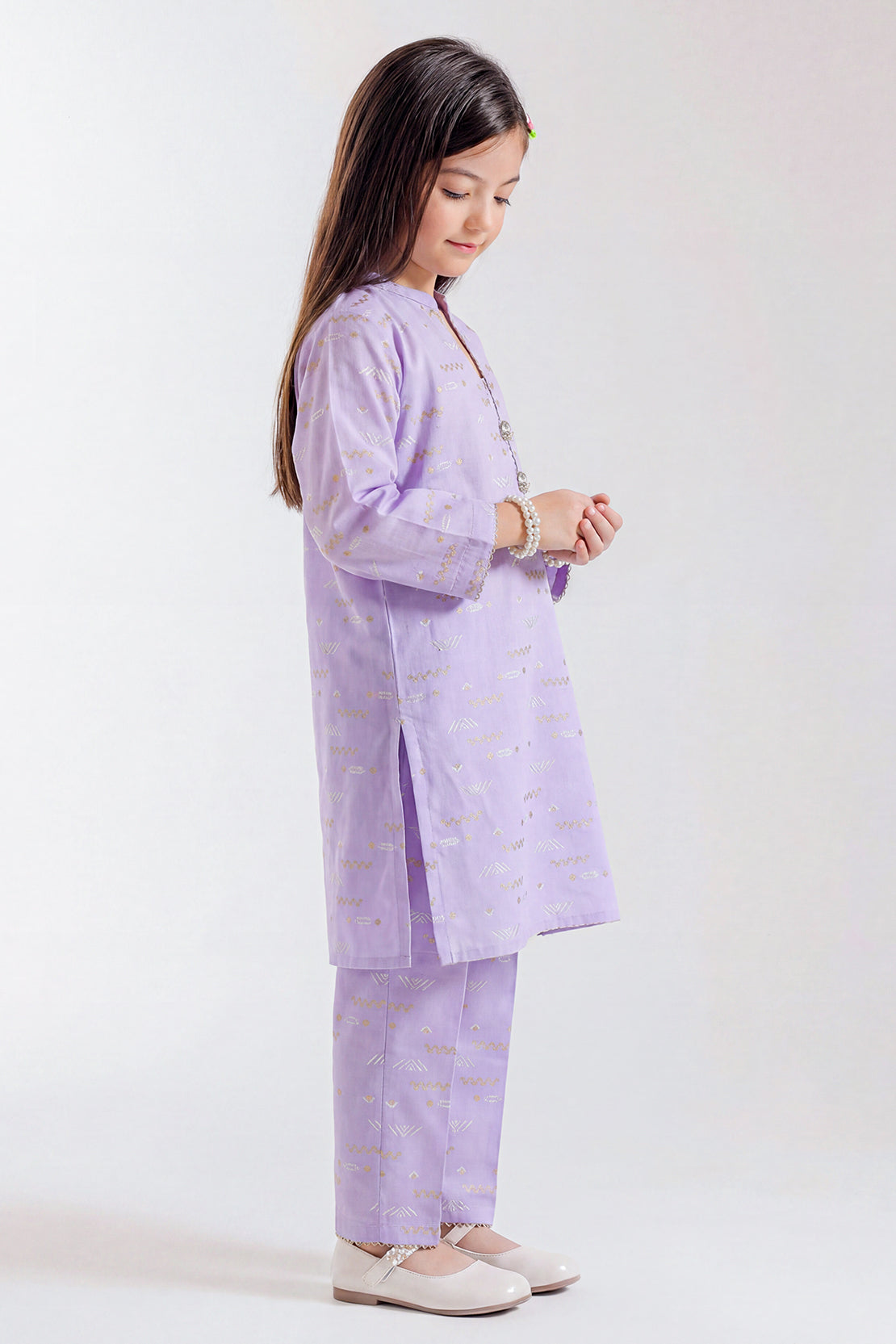 Stitched Cotton Jacquard 2 Piece (Shirt/trouser) For Kids
