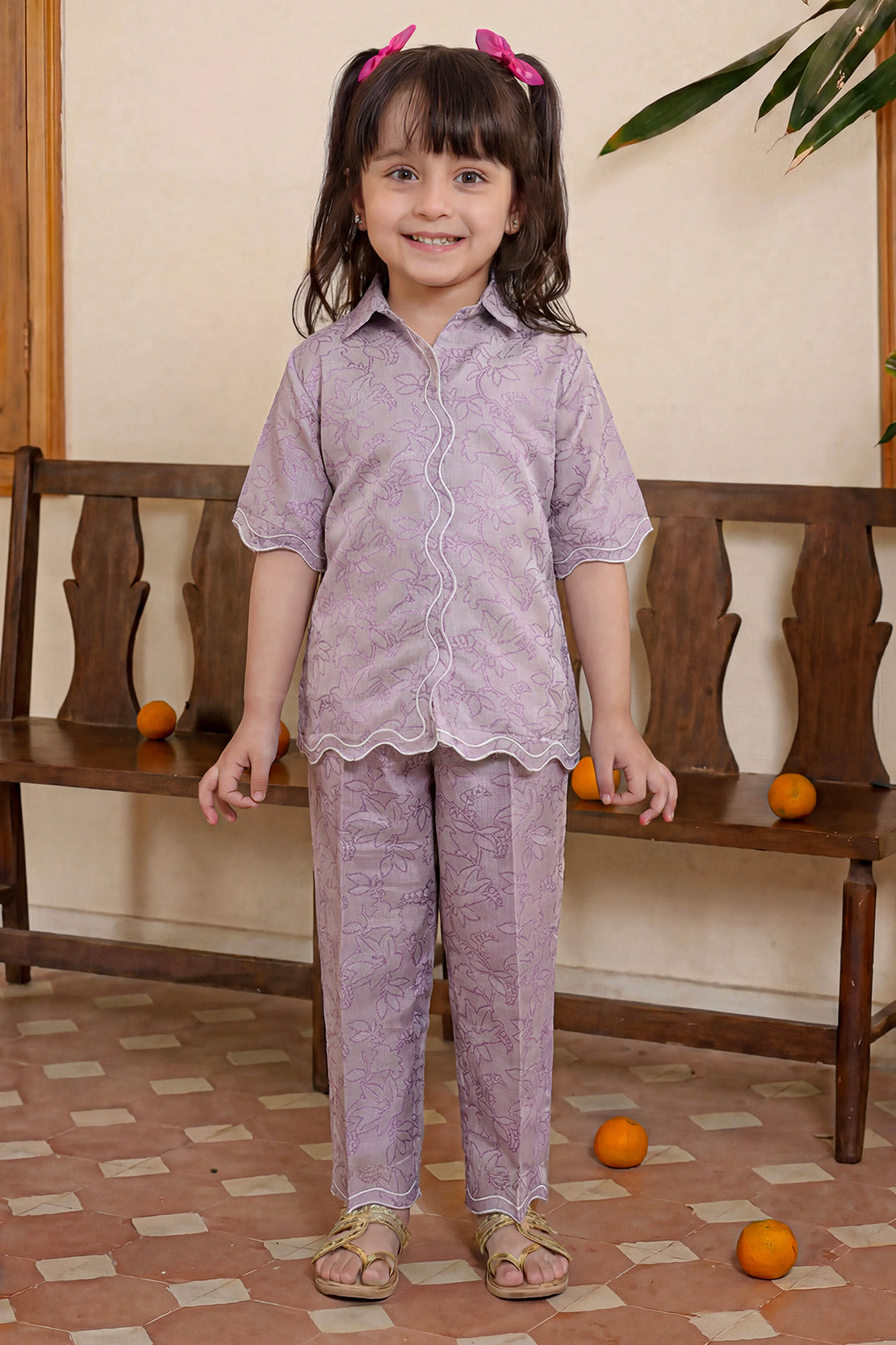 Stitched Cotton Jacquard 2 Piece (Shirt/trouser) For Kids