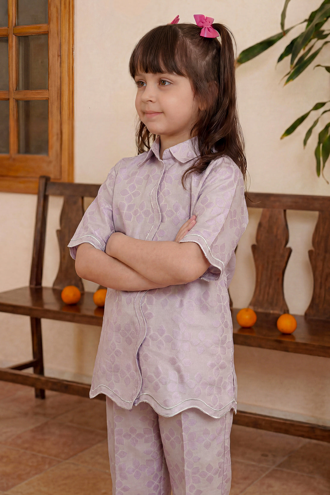 Stitched Cotton Jacquard 2 Piece (Shirt/trouser) For Kids