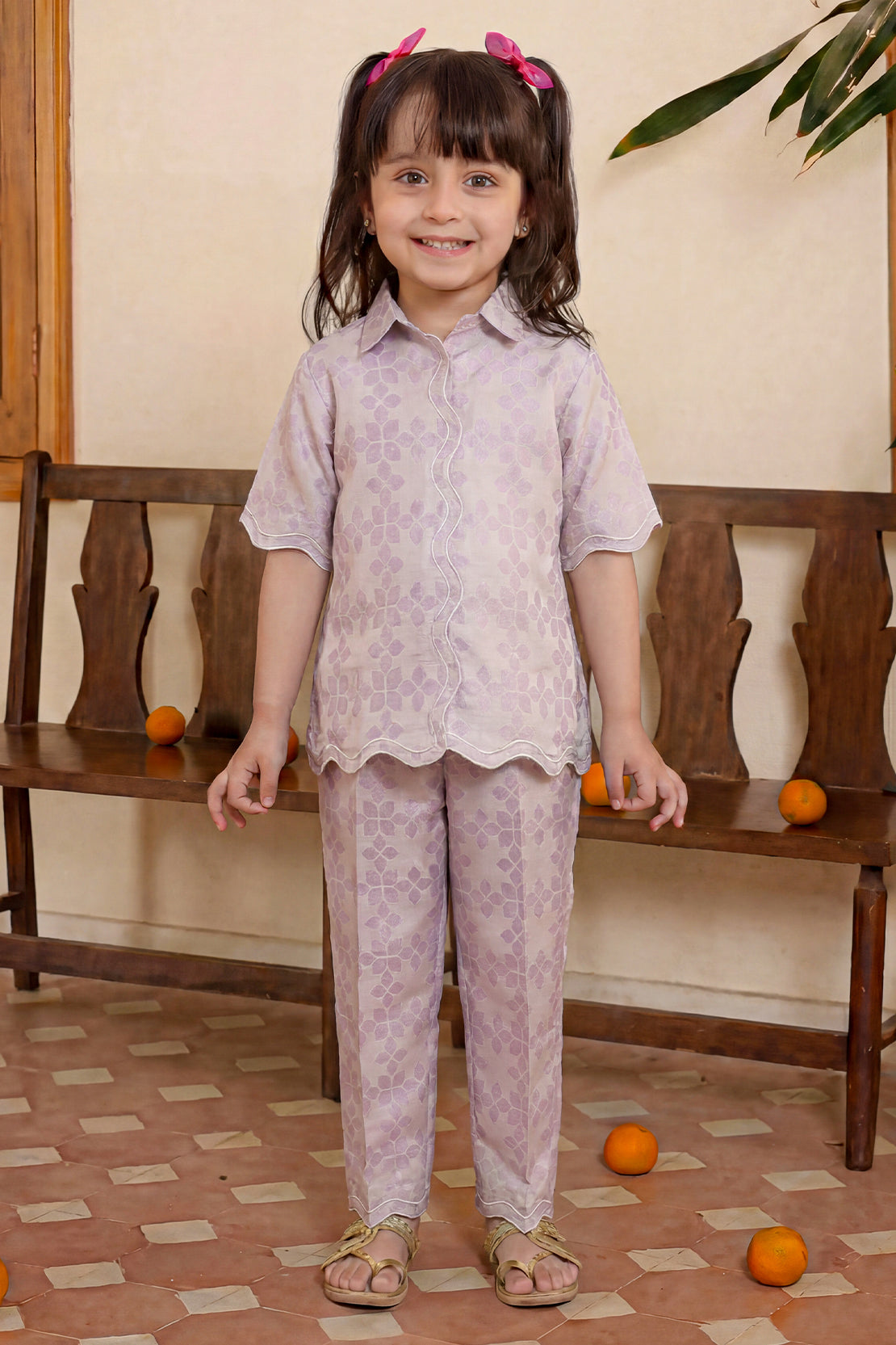 Stitched Cotton Jacquard 2 Piece (Shirt/trouser) For Kids