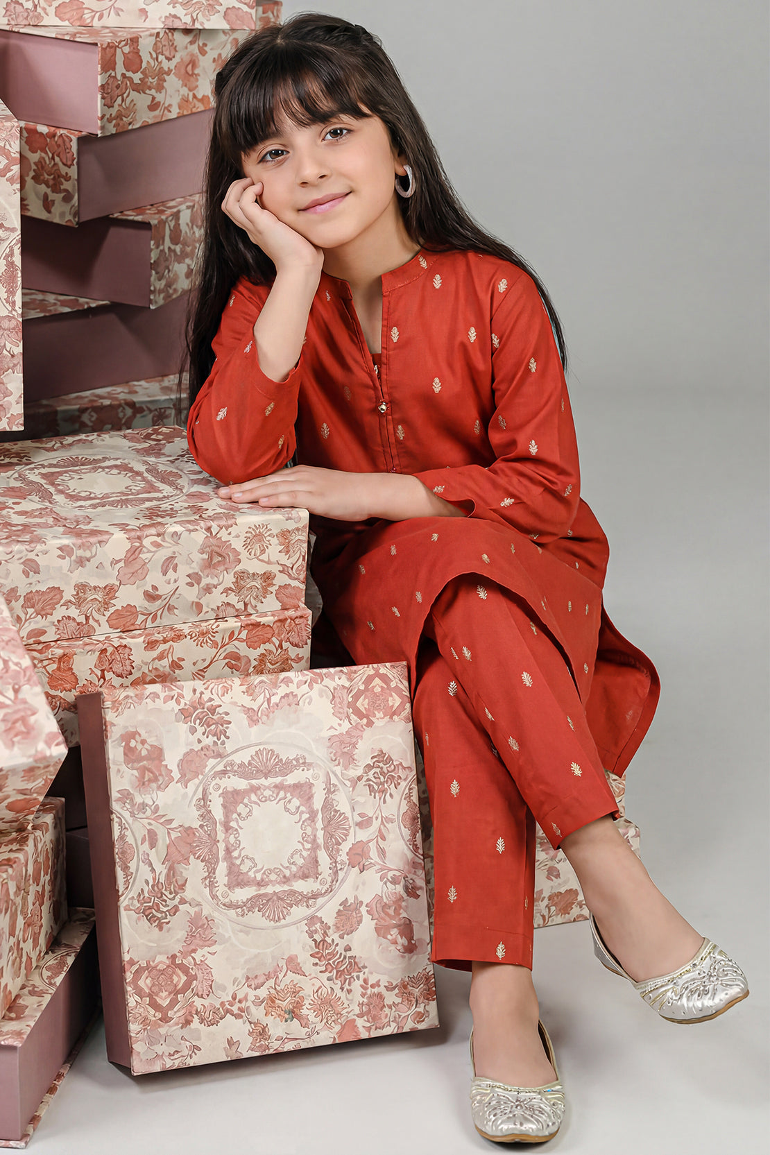 Stitched Cotton Jacquard 2 Piece (Shirt/trouser) For Kids