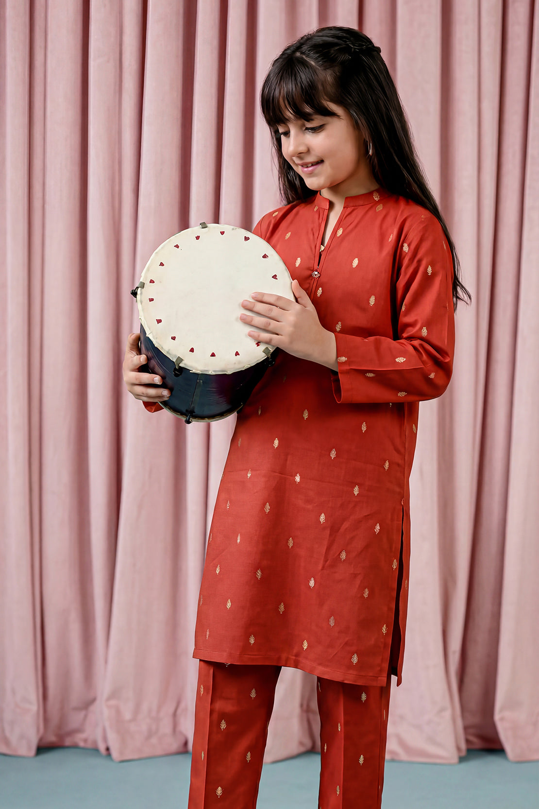 Stitched Cotton Jacquard 2 Piece (Shirt/trouser) For Kids