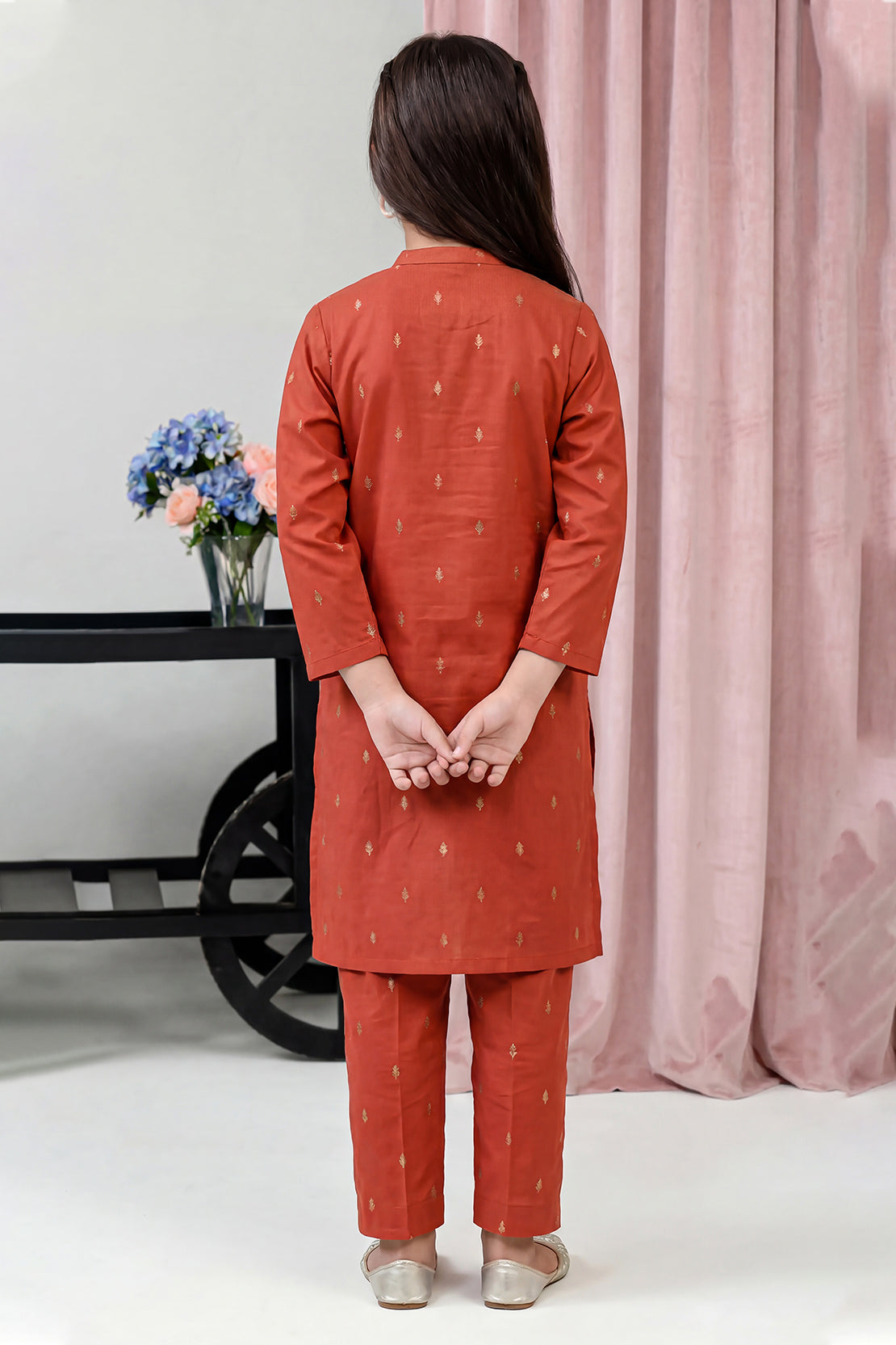 Stitched Cotton Jacquard 2 Piece (Shirt/trouser) For Kids
