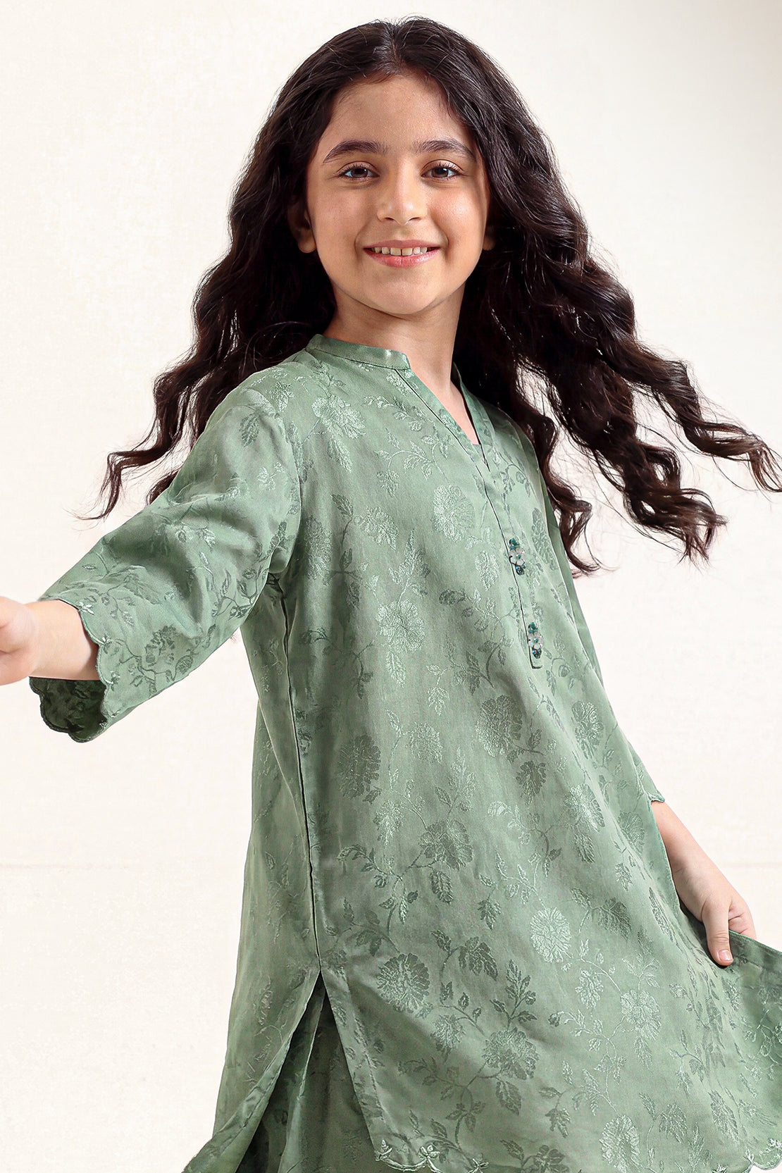 Stitched Cotton Jacquard 2 Piece (Shirt/trouser) For Kids