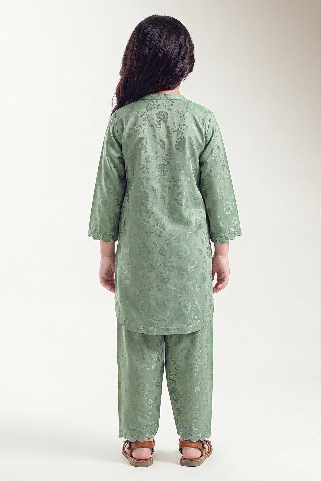 Stitched Cotton Jacquard 2 Piece (Shirt/trouser) For Kids