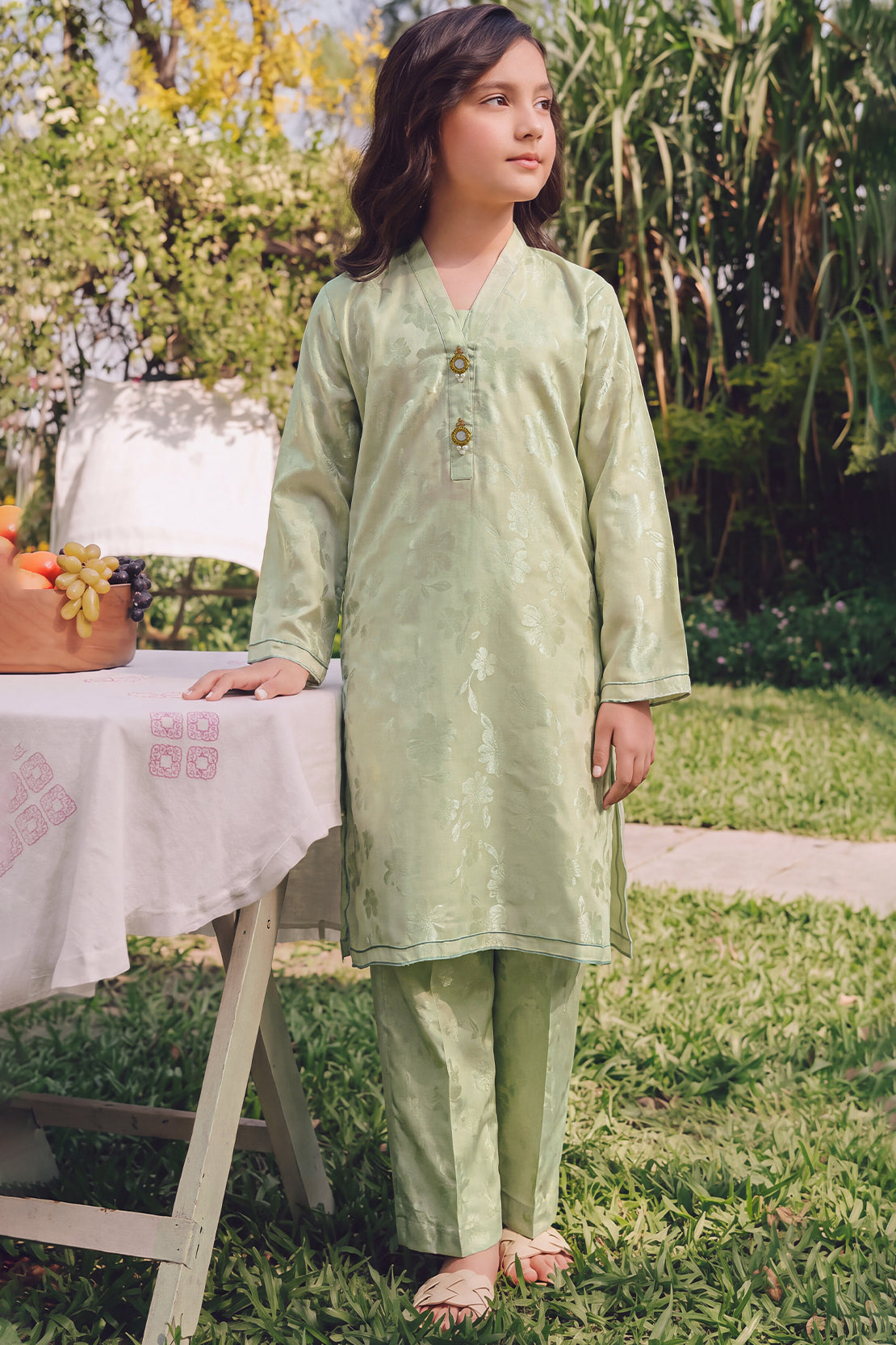 Stitched Cotton Jacquard 2 Piece (Shirt/trouser) For Kids