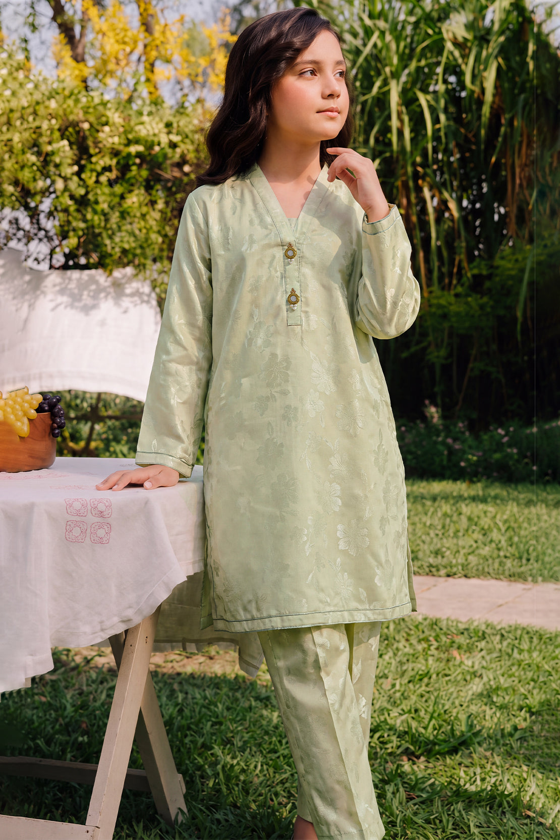 Stitched Cotton Jacquard 2 Piece (Shirt/trouser) For Kids
