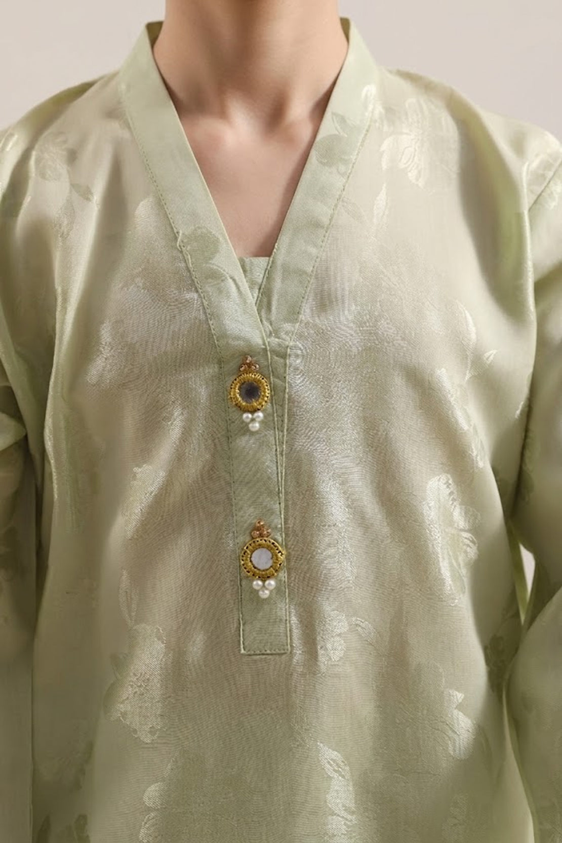Stitched Cotton Jacquard 2 Piece (Shirt/trouser) For Kids