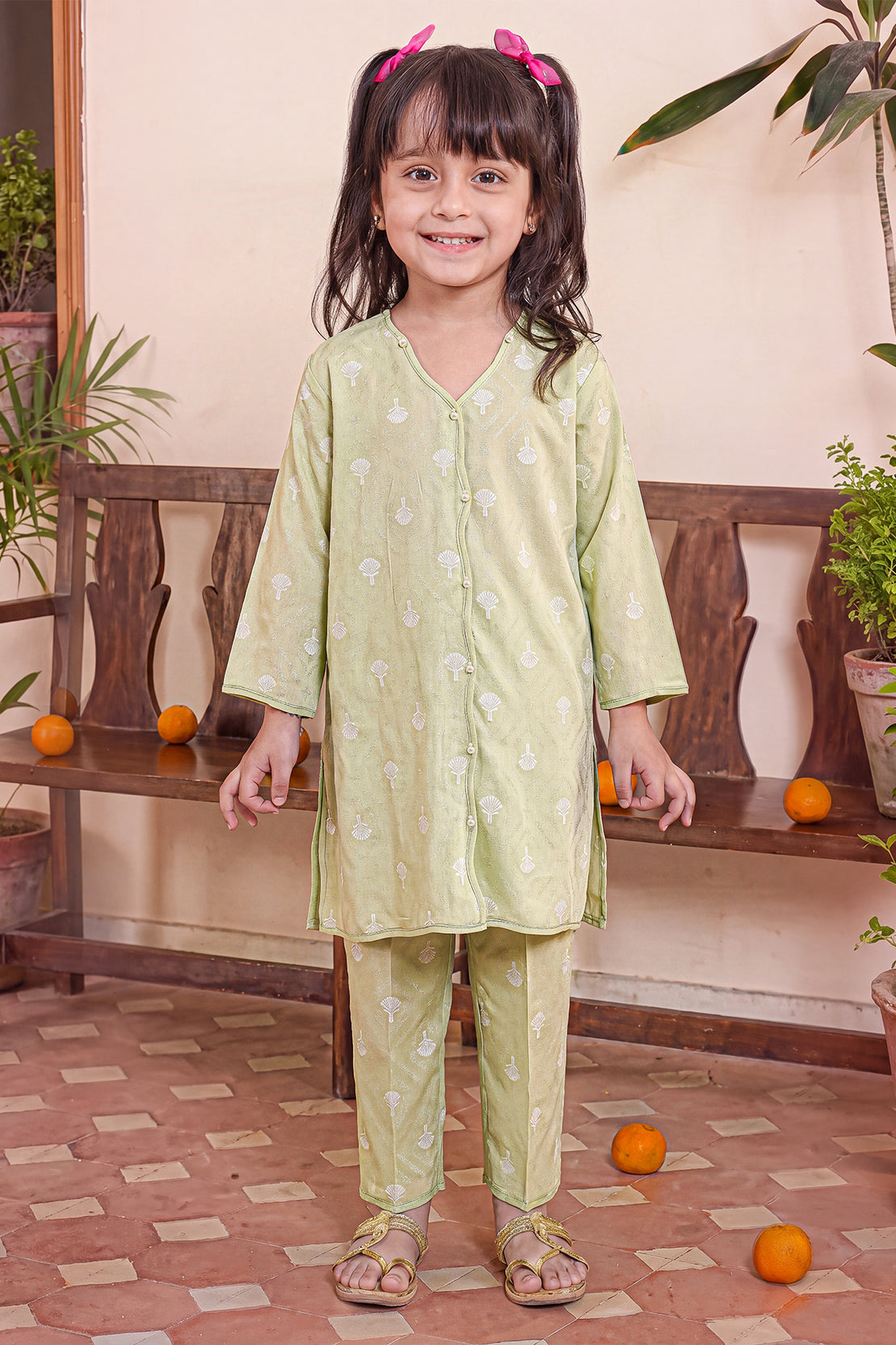Stitched Cotton Jacquard 2 Piece (Shirt/trouser) For Kids