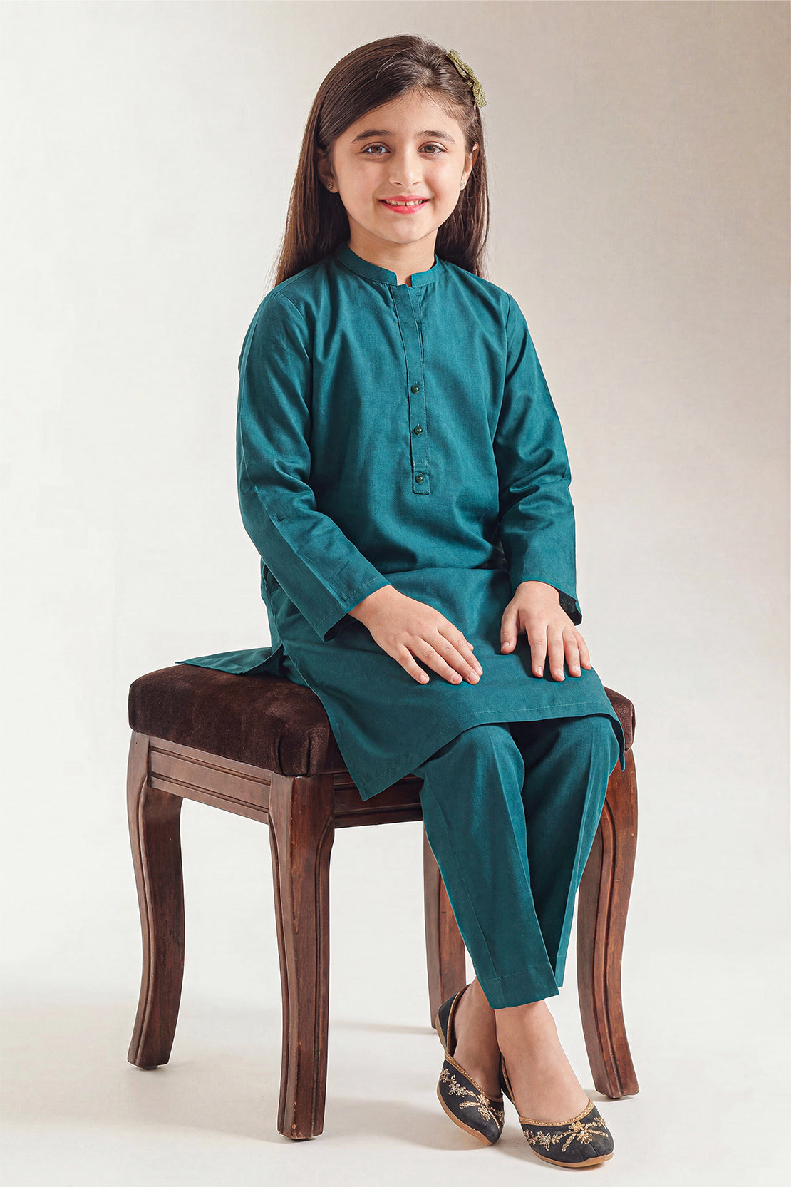 Stitched Cotton Jacquard 2 Piece (Shirt/trouser) For Kids