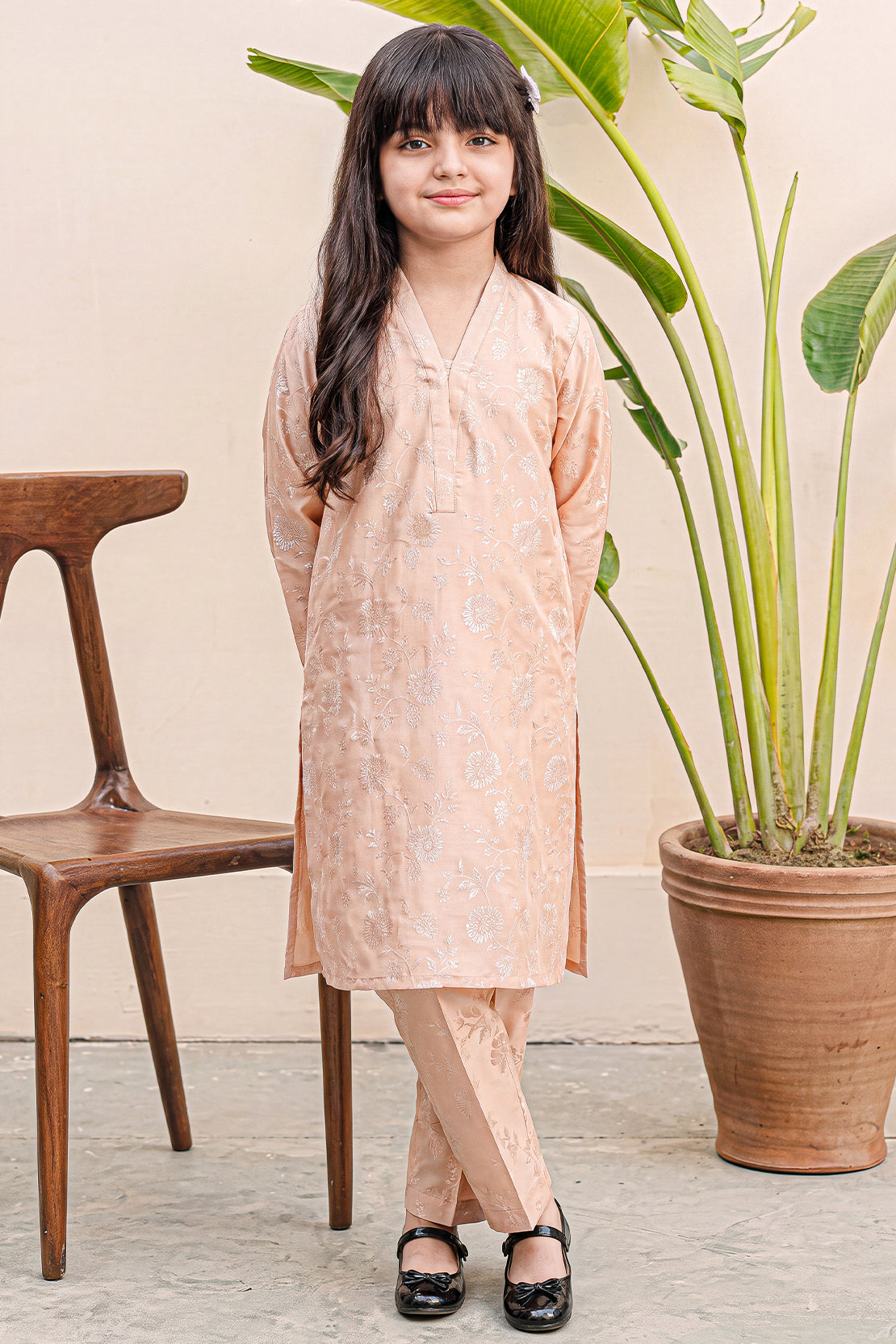Stitched Cotton Jacquard 2 Piece (Shirt/trouser) For Kids