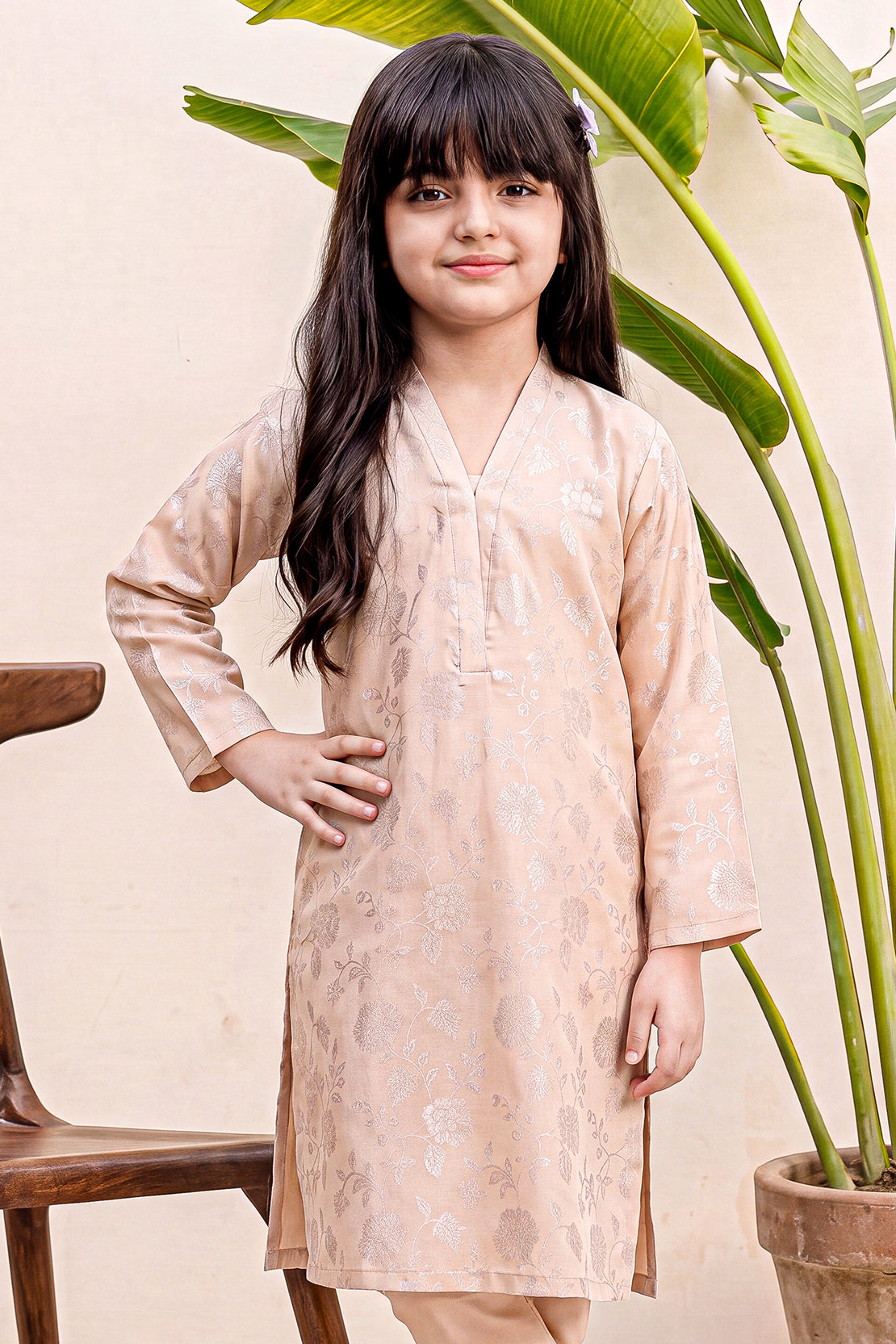 Stitched Cotton Jacquard 2 Piece (Shirt/trouser) For Kids