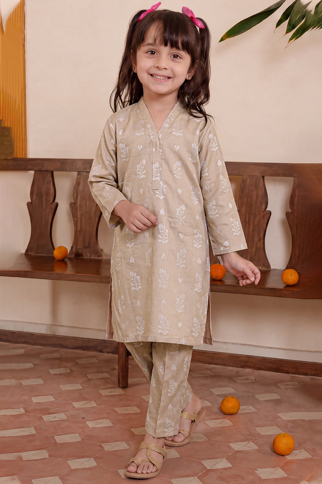 Stitched Cotton Jacquard 2 Piece (Shirt/trouser) For Kids