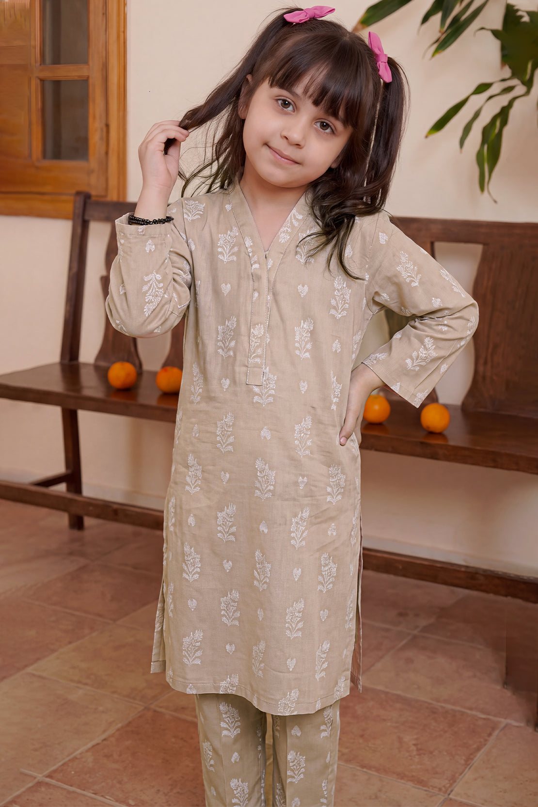 Stitched Cotton Jacquard 2 Piece (Shirt/trouser) For Kids