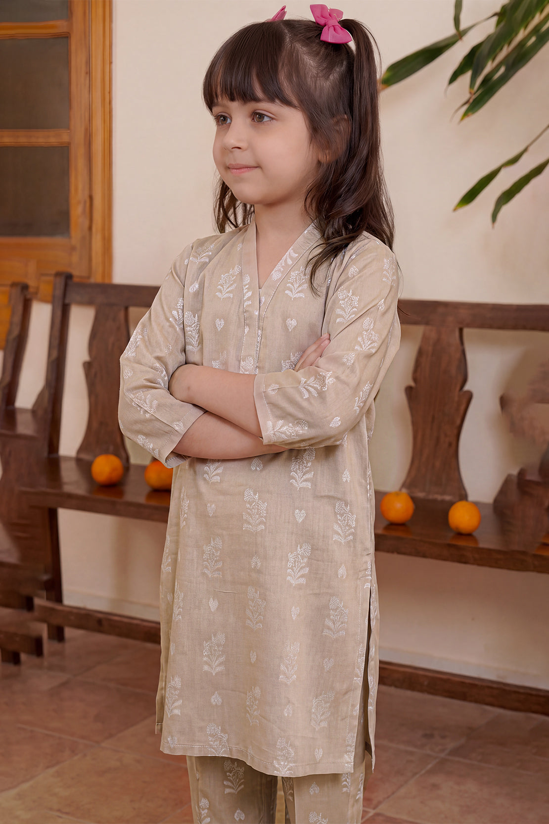 Stitched Cotton Jacquard 2 Piece (Shirt/trouser) For Kids