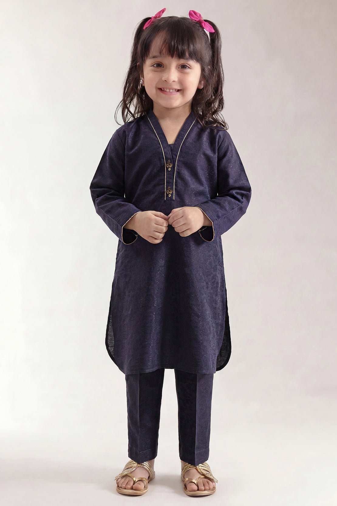 Stitched Cotton Jacquard 2 Piece (Shirt/trouser) For Kids