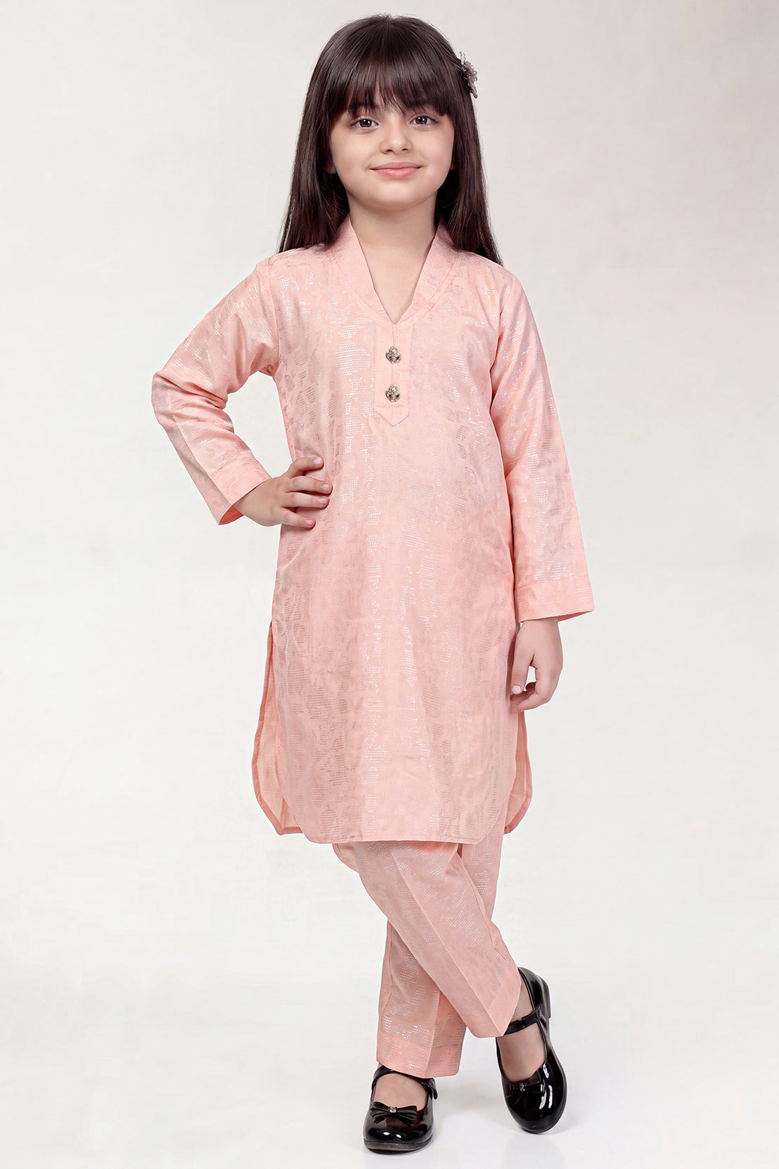 Stitched Cotton Jacquard 2 Piece (Shirt/trouser) For Kids