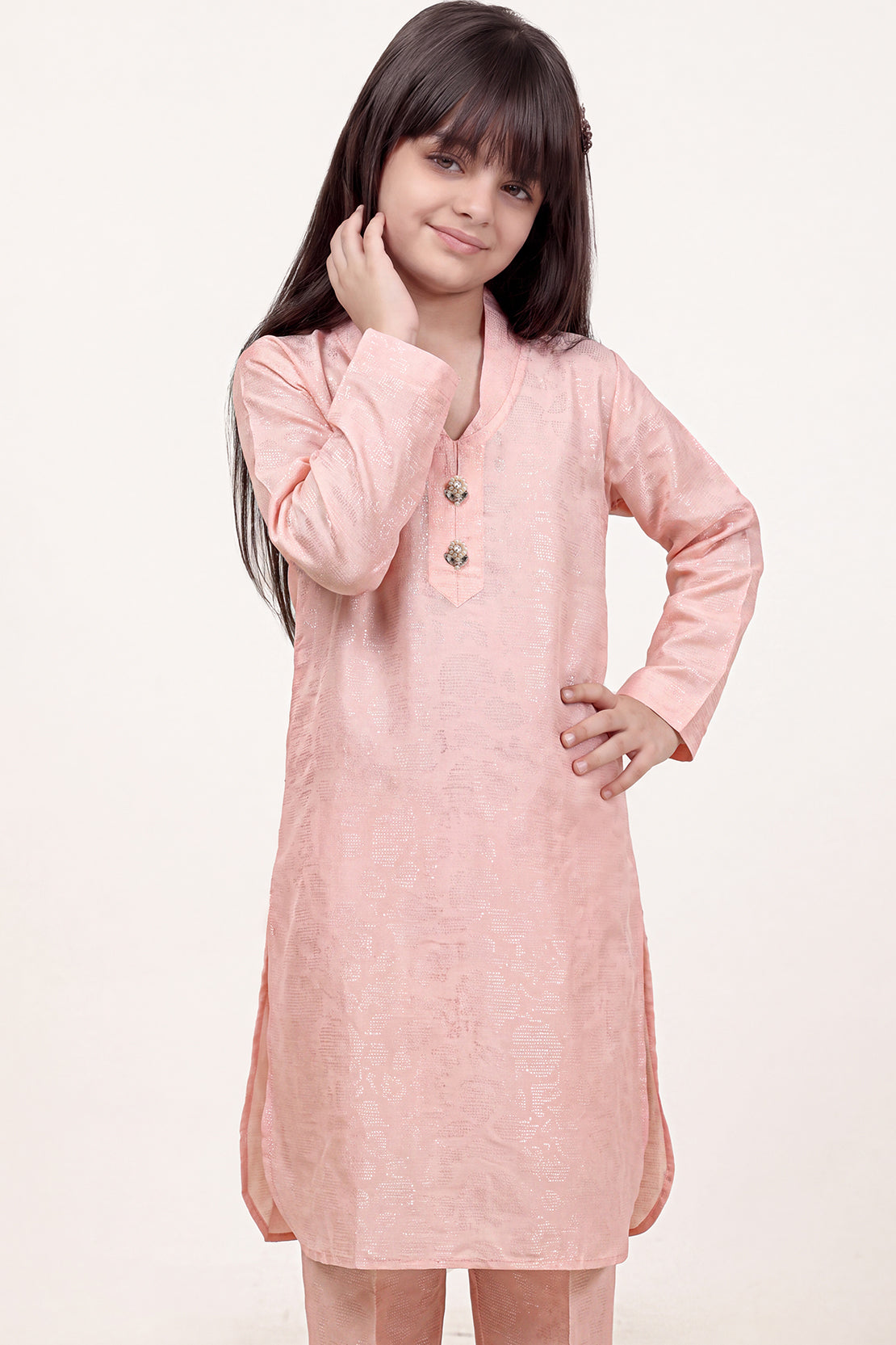 Stitched Cotton Jacquard 2 Piece (Shirt/trouser) For Kids