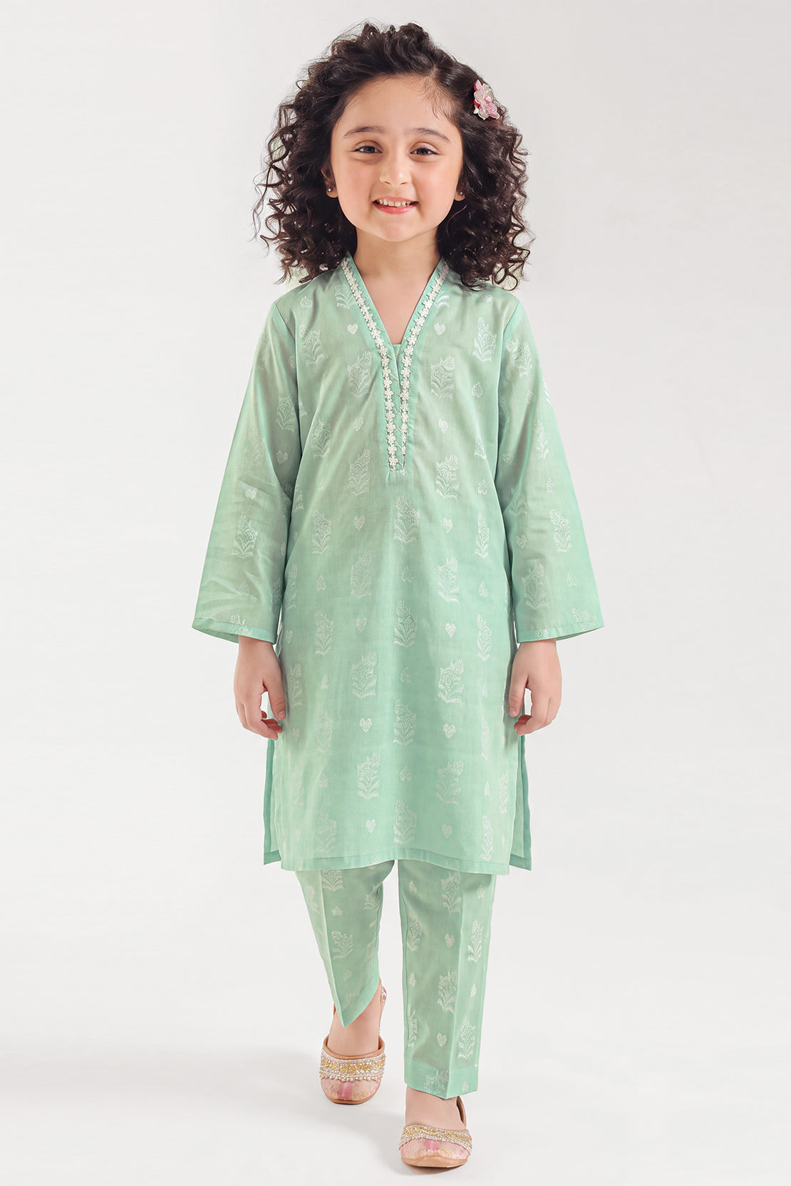 Stitched Cotton Jacquard 2 Piece (Shirt/trouser) For Kids