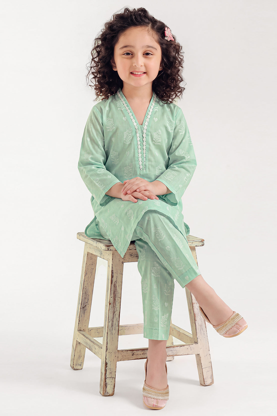 Stitched Cotton Jacquard 2 Piece (Shirt/trouser) For Kids