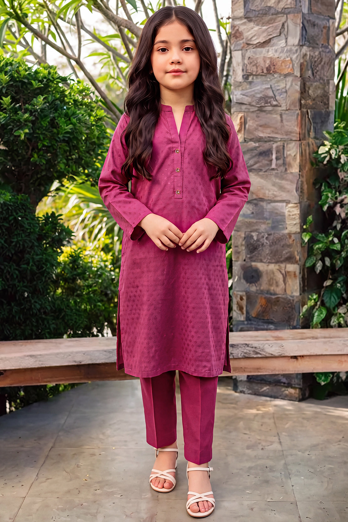 Stitched Cotton Jacquard 2 Piece (Shirt/trouser) For Kids