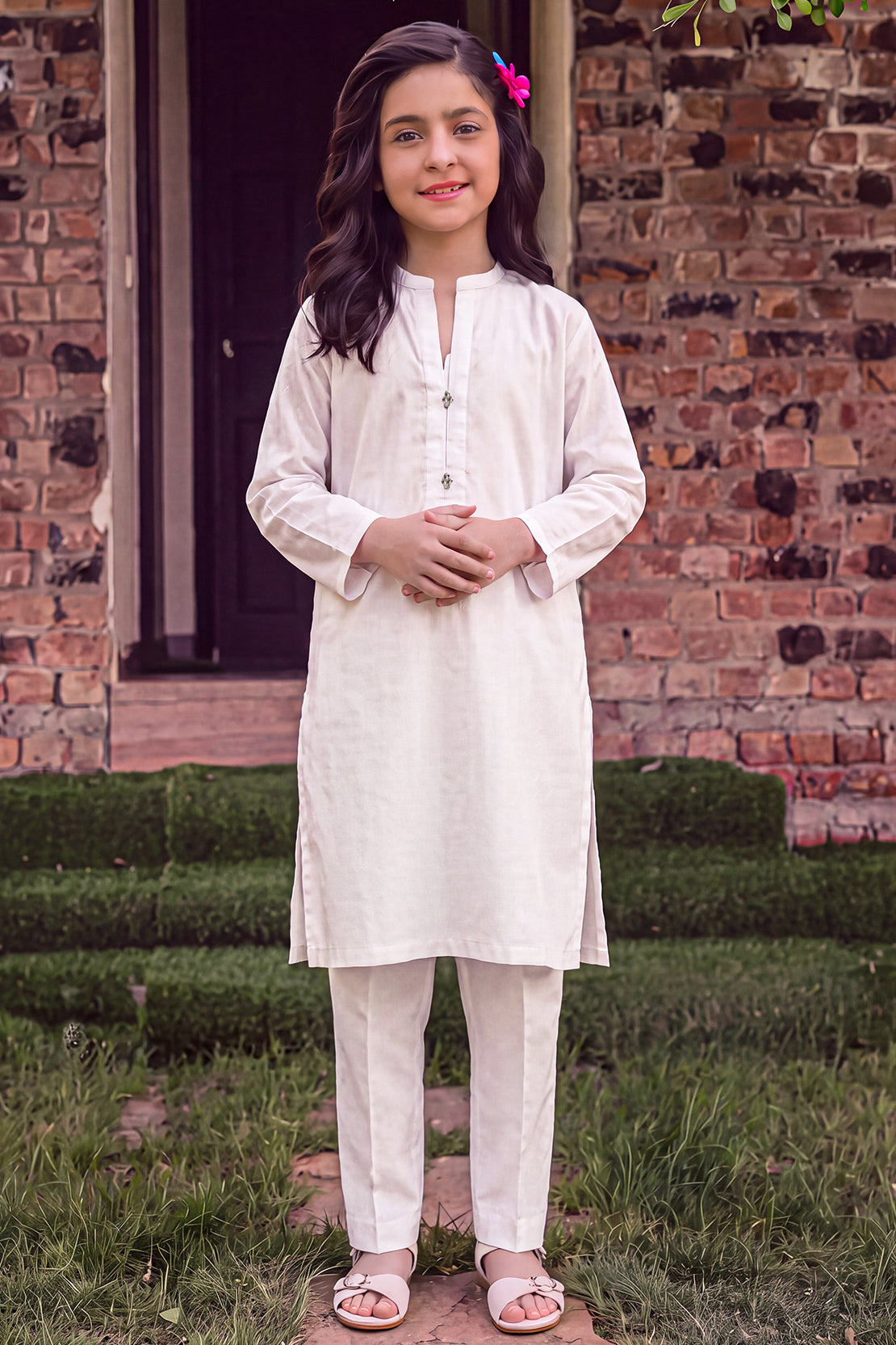 Stitched Cotton Jacquard 2 Piece (Shirt/trouser) For Kids