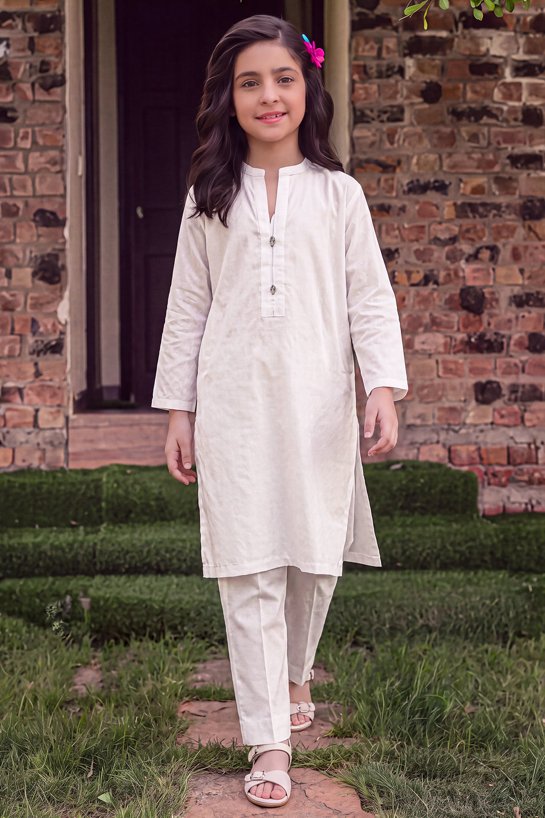 Stitched Cotton Jacquard 2 Piece (Shirt/trouser) For Kids