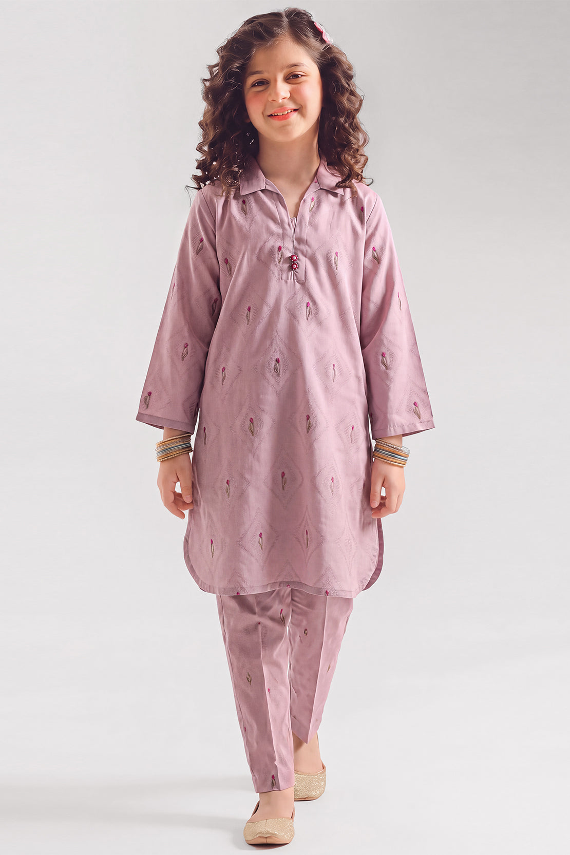 Stitched Cotton Jacquard 2 Piece (Shirt/trouser) For Kids