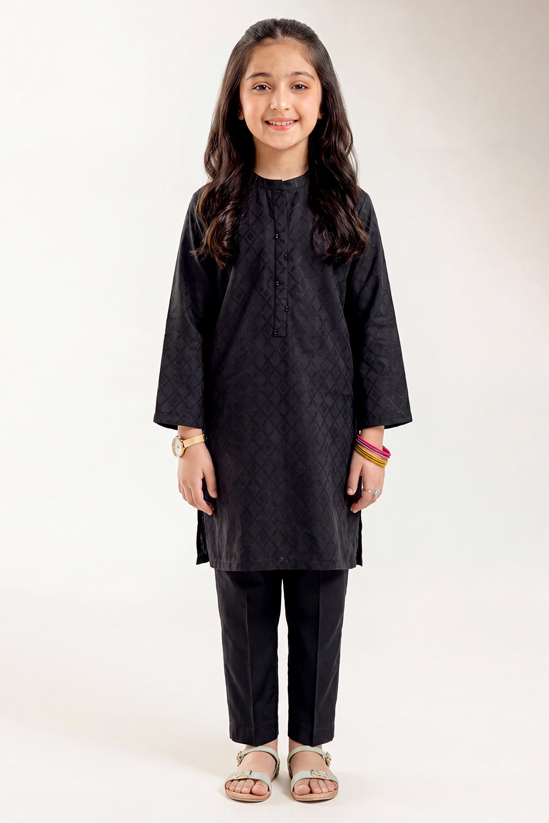 Stitched Cotton Jacquard 2 Piece (Shirt/trouser) For Kids